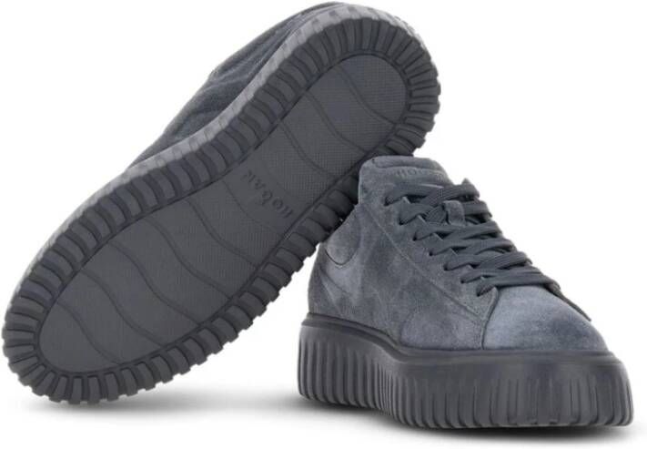 Hogan Grijze Suède Leren Sneakers Dikke Zool Gray Heren