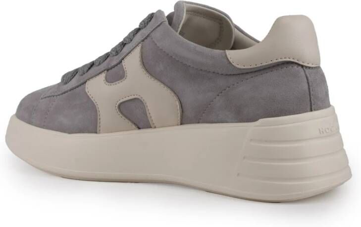 Hogan Grijze Suède Sneakers Leren Details Gray Dames