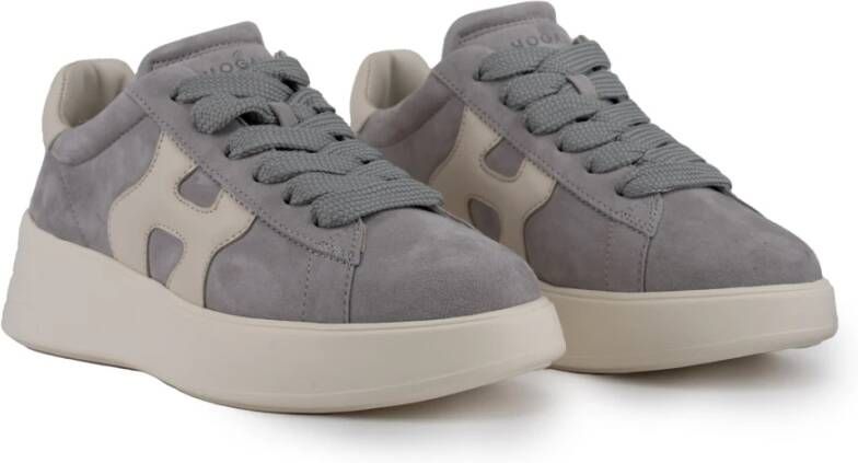 Hogan Grijze Suède Sneakers Leren Details Gray Dames