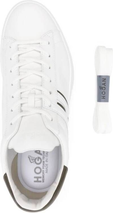 Hogan Groene Leren Platte Schoenen Memory Foam White Heren