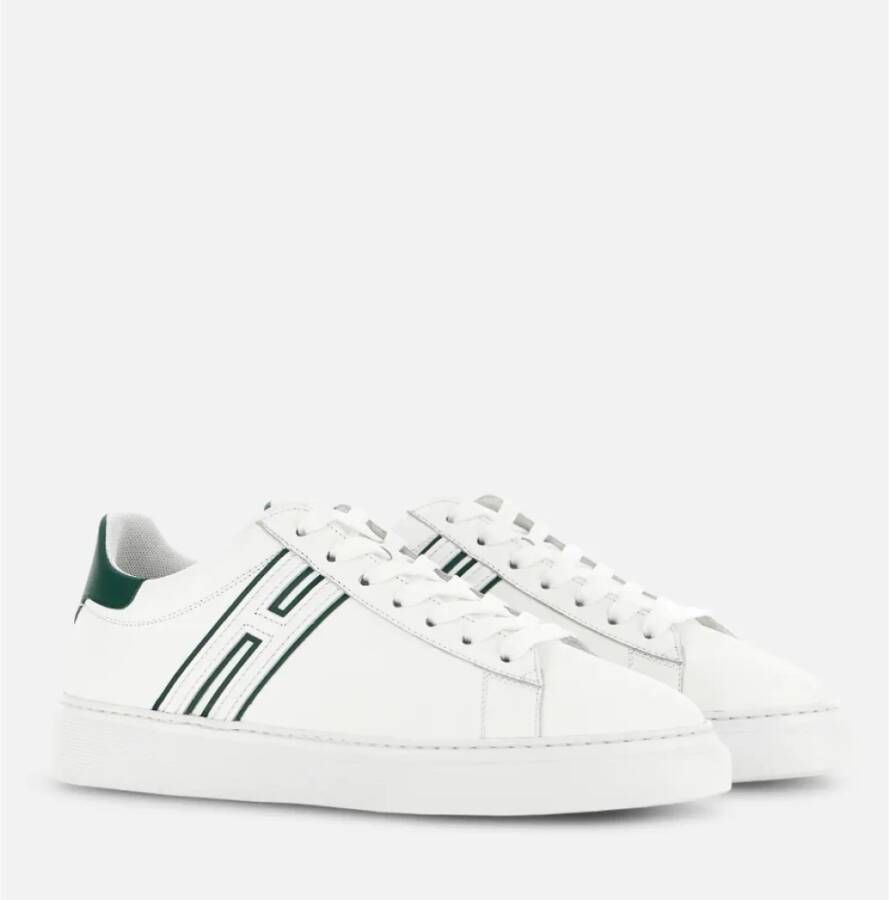 Hogan Groene Leren Sneakers met Zijlogo White Heren