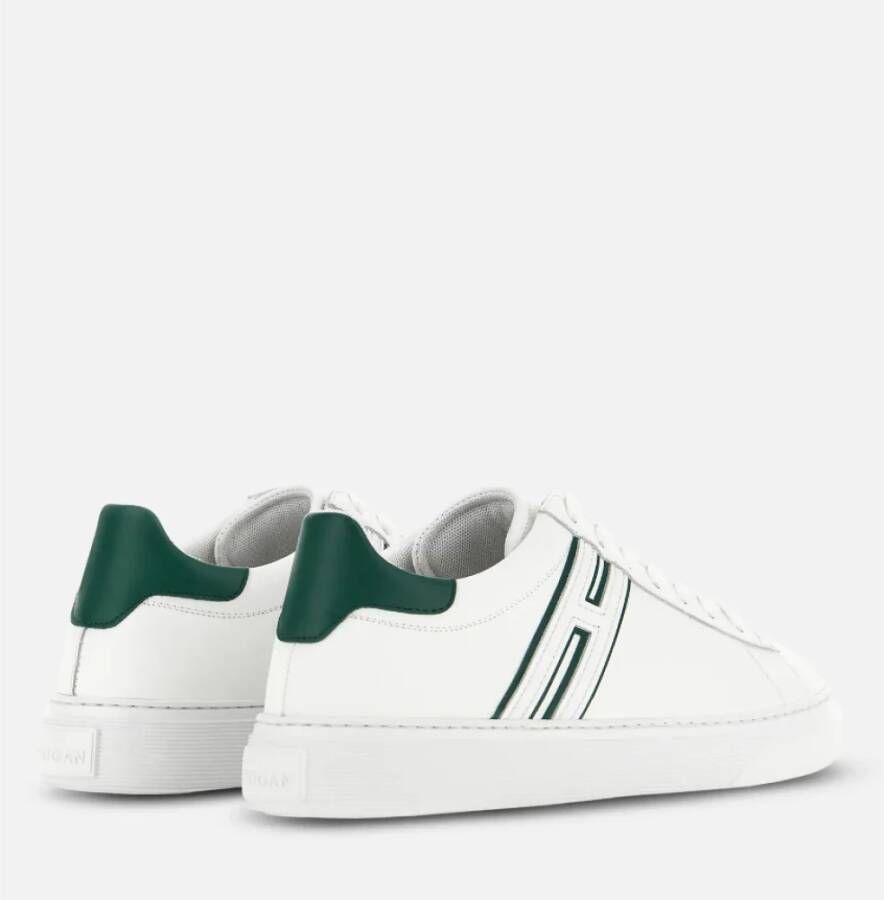 Hogan Groene Leren Sneakers met Zijlogo White Heren