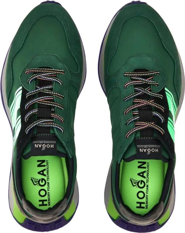 Hogan Groene Sneakers met Technische Stof Inzetstukken Green Heren