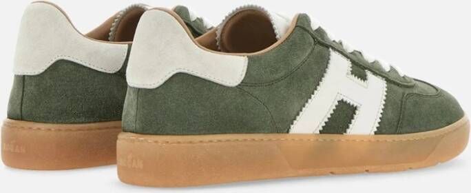 Hogan Groene Suède Sneakers met Witte Leren Details Green Dames