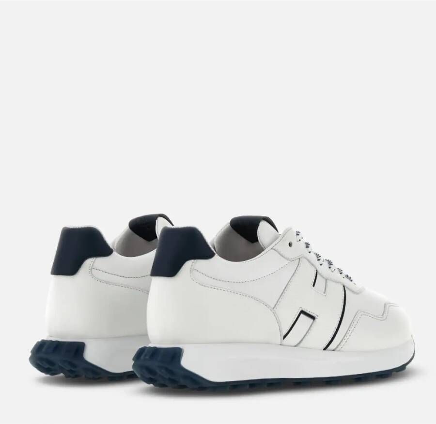 Hogan Witte Sneakers met Marineblauw Detail White Heren