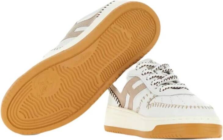 Hogan Ivory Low-Top Sneakers met H Detail Beige Dames