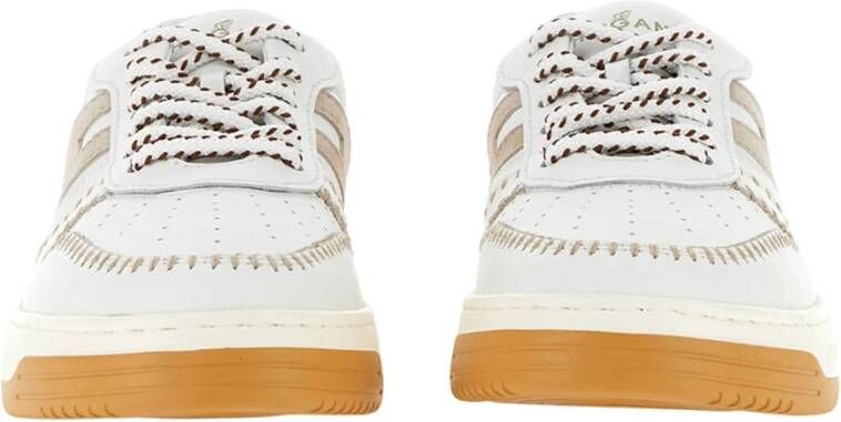 Hogan Ivory Low-Top Sneakers met H Detail Beige Dames