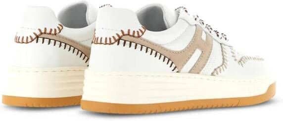 Hogan Ivory Low-Top Sneakers met H Detail Beige Dames