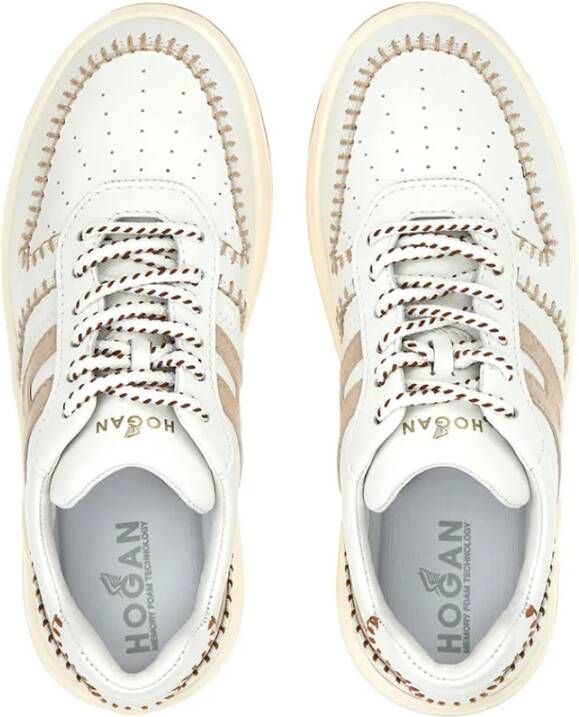 Hogan Ivory Low-Top Sneakers met H Detail Beige Dames