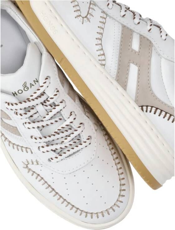 Hogan Ivory Low-Top Sneakers met H Detail Beige Dames