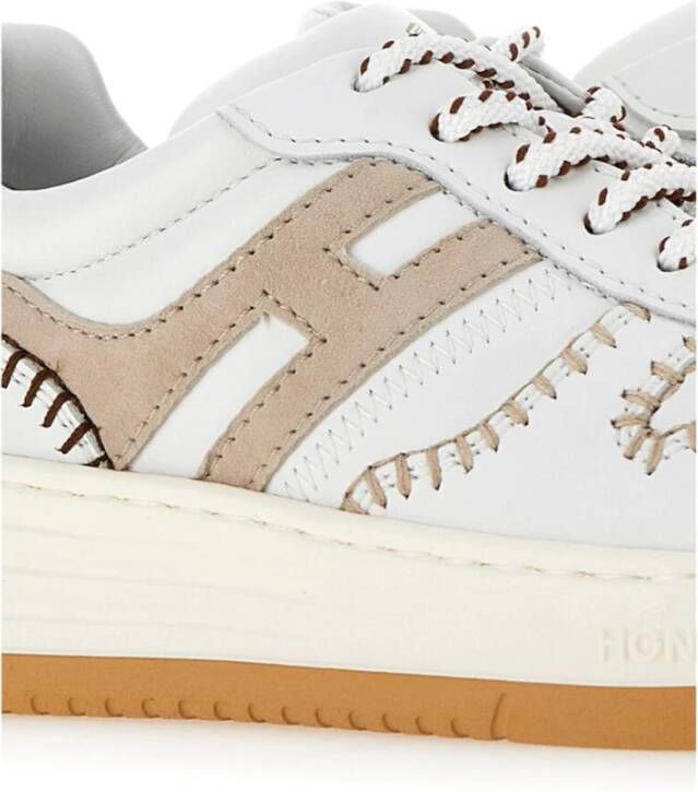 Hogan Ivory Low-Top Sneakers met H Detail Beige Dames