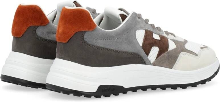 Hogan Hyperlight Leren Sneaker in Wit Grijs en Bruin Wit Heren