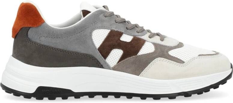 Hogan Hyperlight Leren Sneaker in Wit Grijs en Bruin Wit Heren