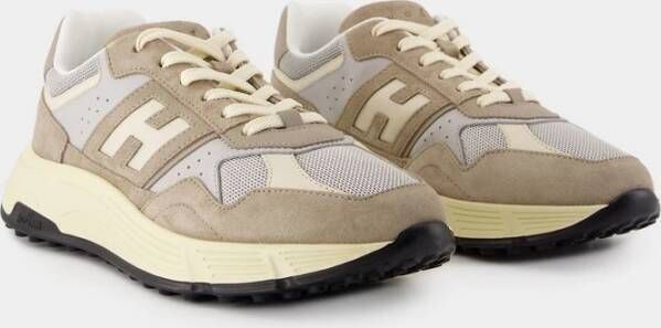 Hogan Hyperlight Leren Sneakers Khaki Beige Heren