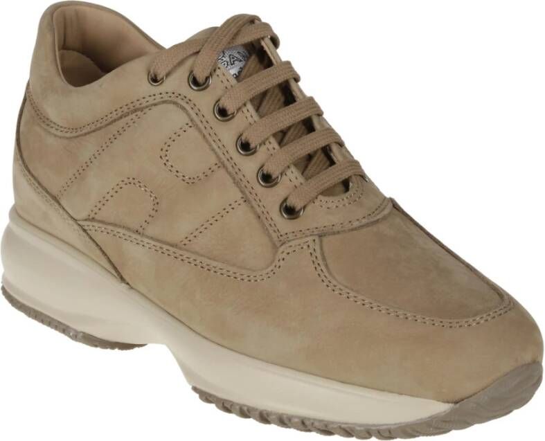 Hogan Interactieve Nabuk Platte Schoenen Beige Dames