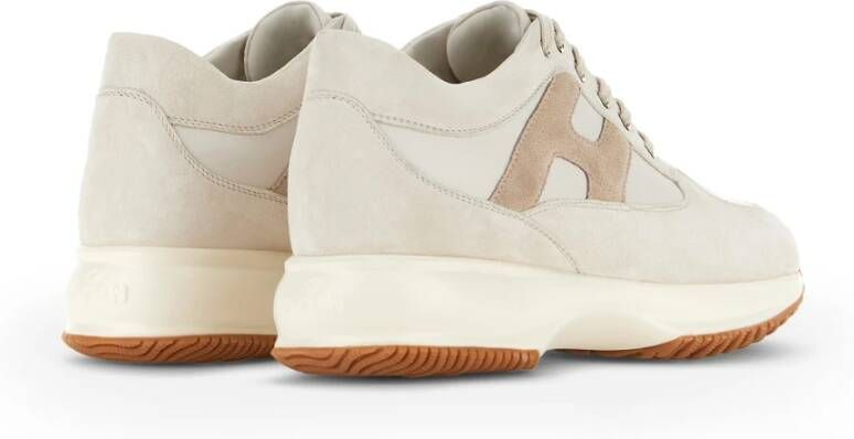 Hogan Interactieve Sneakers Ivoor Leer Suède Beige Dames