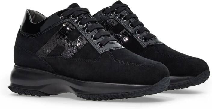 Hogan Interactieve Zwarte Suède Sneakers Black Dames