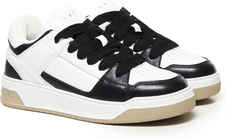 Hogan Italiaanse Leren Sneakers in Wit Zwart White Heren