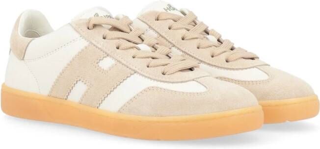 Hogan Ivoor en beige leren sneaker Cool Beige Dames