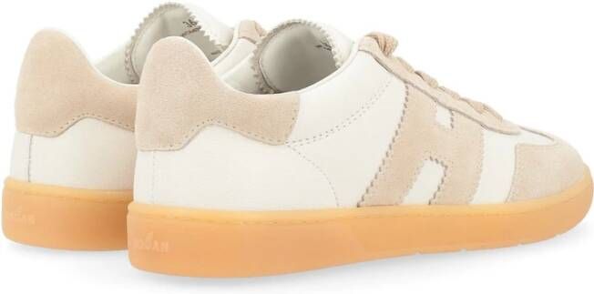 Hogan Ivoor en beige leren sneaker Cool Beige Dames