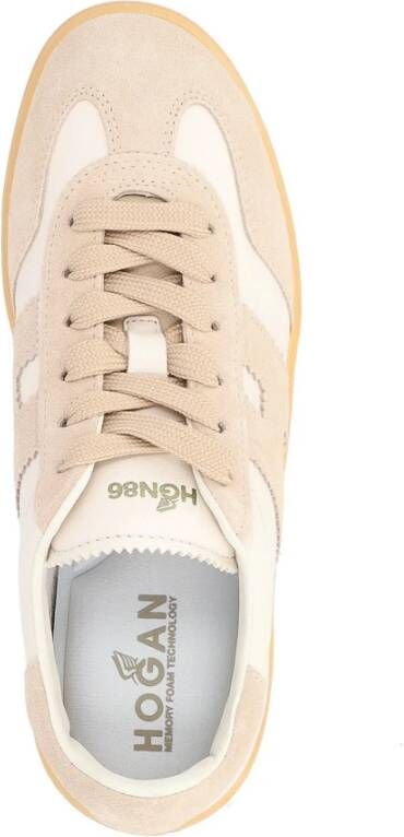 Hogan Ivoor en beige leren sneaker Cool Beige Dames