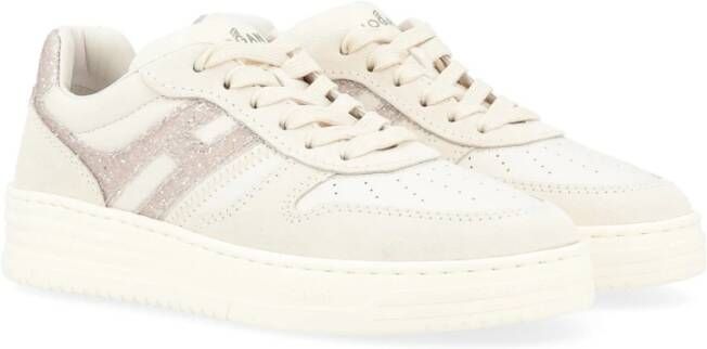 Hogan Ivoor en Goud Retro Sneaker Model H630 White Dames