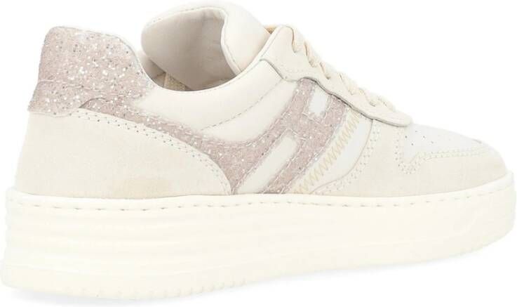 Hogan Ivoor en Goud Retro Sneaker Model H630 White Dames