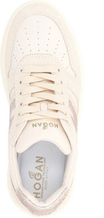 Hogan Ivoor en Goud Retro Sneaker Model H630 White Dames