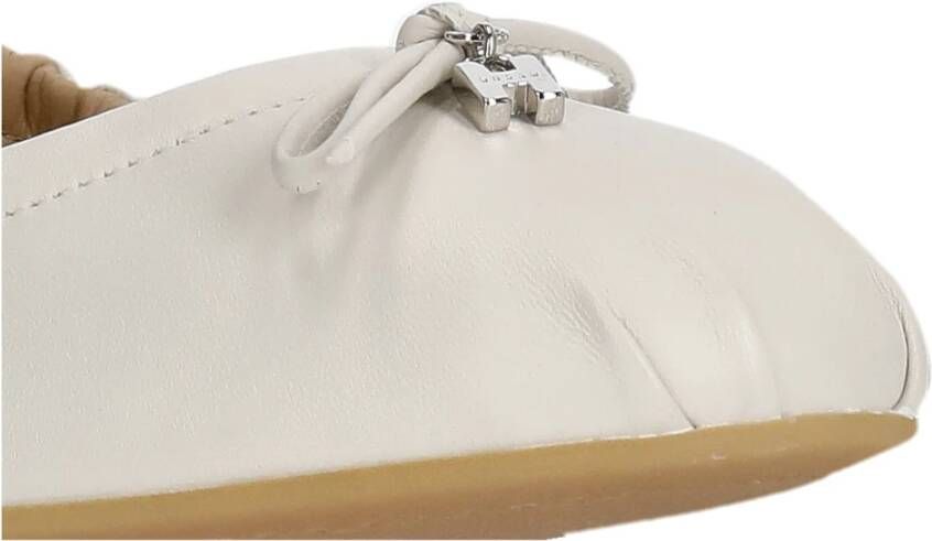 Hogan Ivoor Leren Ballet Flats met Strik Beige Dames