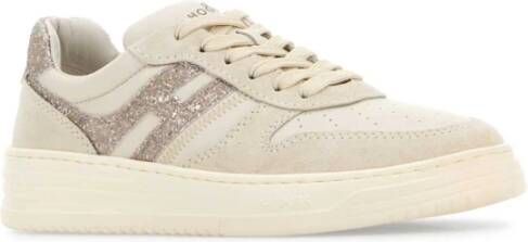 Hogan Ivoor leren sneakers Beige Dames