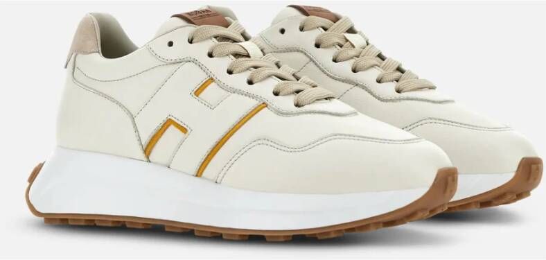 Hogan Ivoor leren sneakers Beige Heren