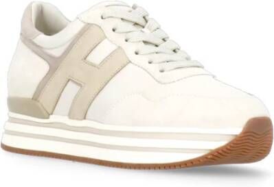 Hogan Ivoor Leren Sneakers met Plateauzool Beige Dames