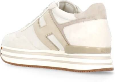 Hogan Ivoor Leren Sneakers met Plateauzool Beige Dames