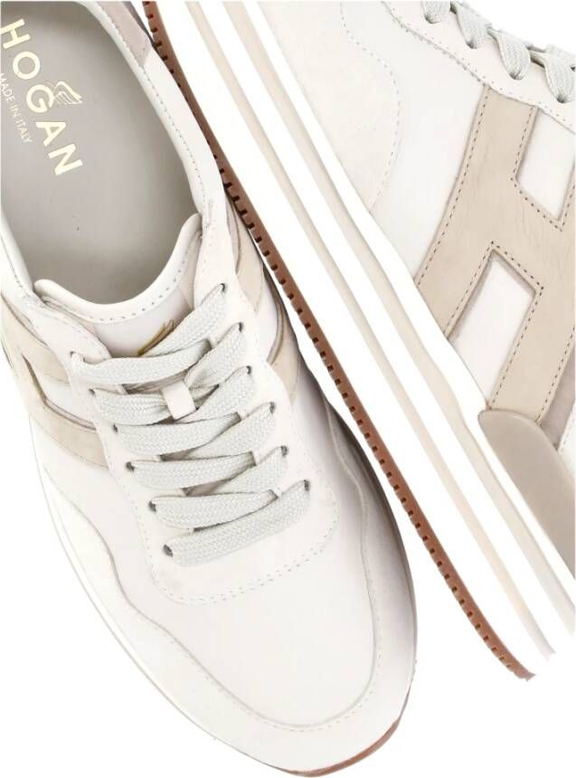 Hogan Ivoor Leren Sneakers met Plateauzool Beige Dames