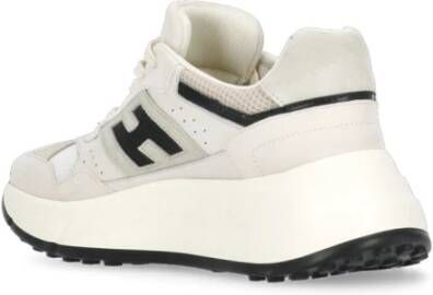 Hogan Ivoor Leren Sneakers met Technische Stof Beige Dames