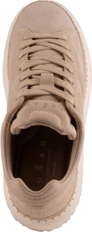 Hogan Ivoor Leren Sneakers Veters Suède Beige Dames