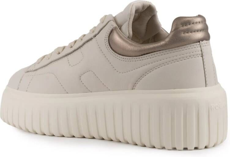 Hogan Ivoor Leren Veterschoenen Beige Dames