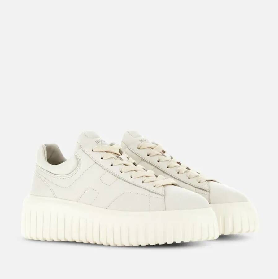 Hogan Ivory Sneakers met H-Stripes Beige Dames