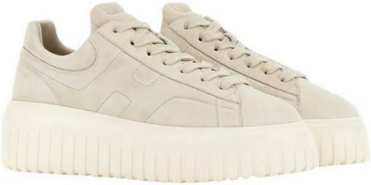 Hogan Ivory Sneakers met H-Stripes Beige Dames