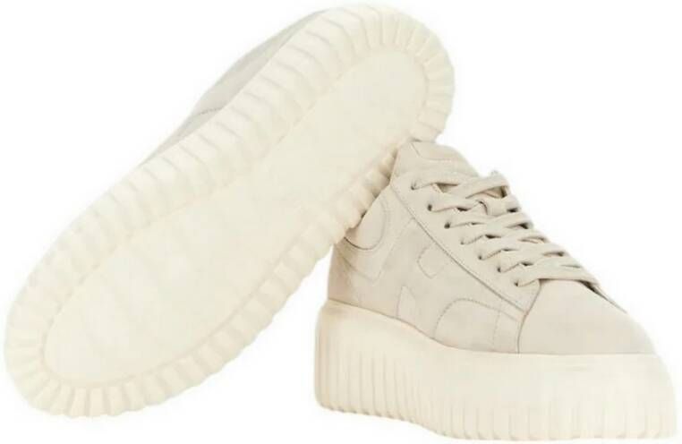 Hogan Ivory Sneakers met H-Stripes Beige Dames