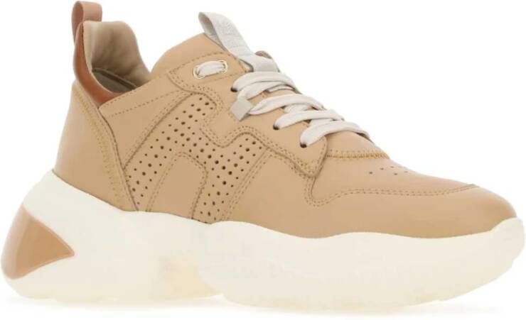 Hogan Kameel Leren Sneakers Brown Dames