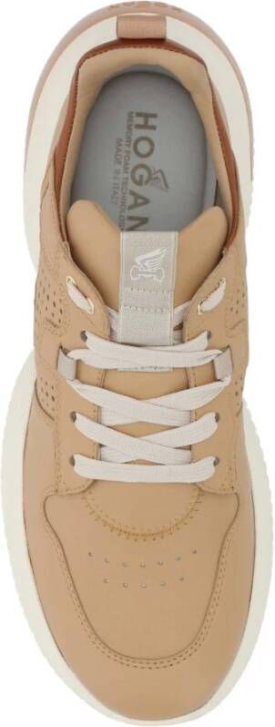 Hogan Kameel Leren Sneakers Brown Dames