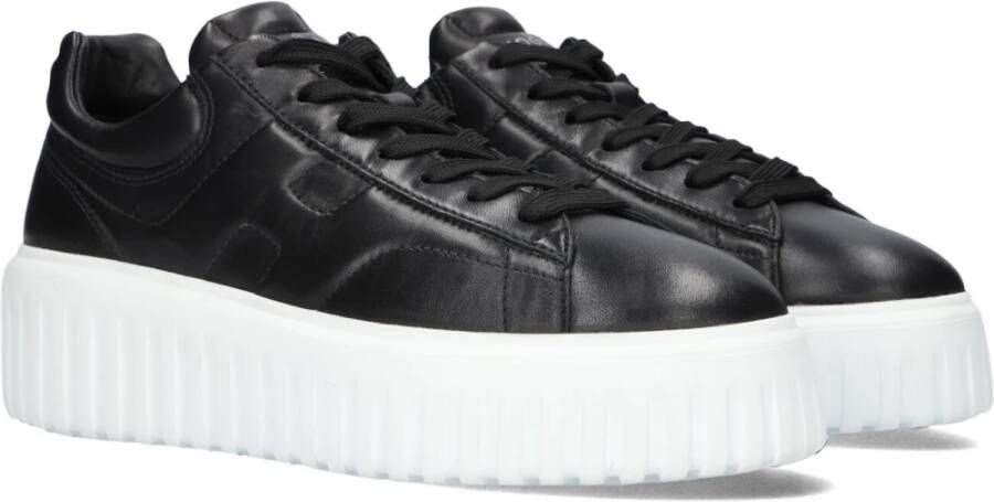 Hogan Lage Zwarte Leren Sneakers Black Dames