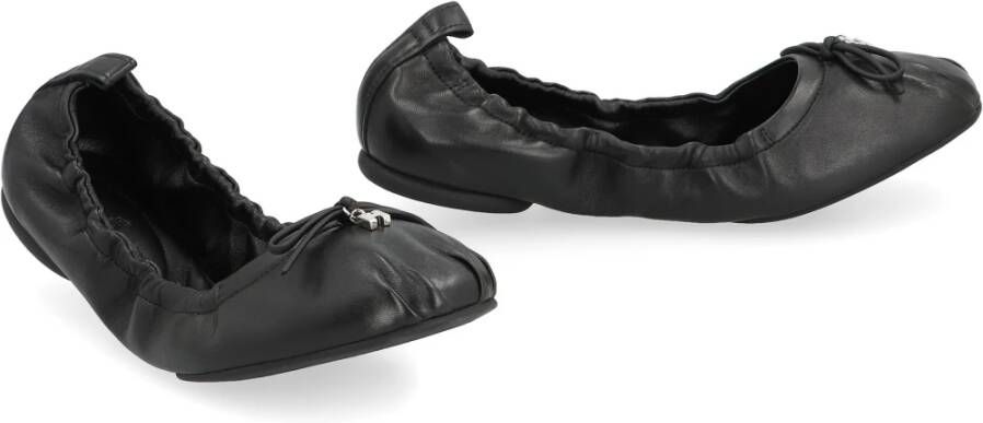 Hogan Leren ballerina's met strik Black Dames