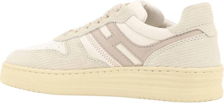 Hogan Leren Corduroy Sneakers Veters Memory Foam Beige Dames