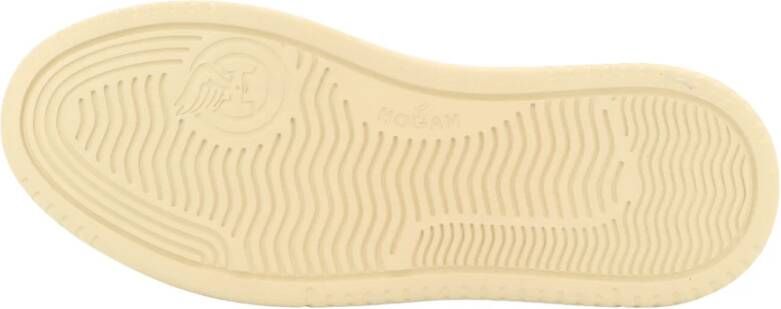 Hogan Leren Corduroy Sneakers Veters Memory Foam Beige Dames