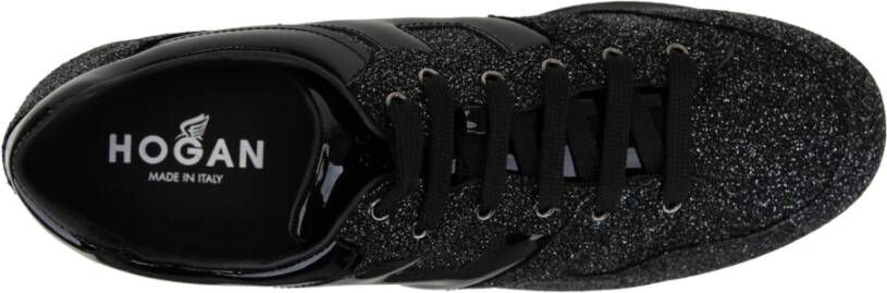 Hogan Leren Glitter Sneakers met Brand Logo Black Dames