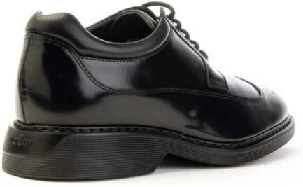 Hogan Leren herenschoenen met wingtip-design Black Heren