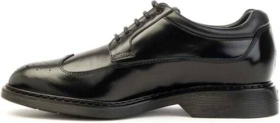 Hogan Leren herenschoenen met wingtip-design Black Heren