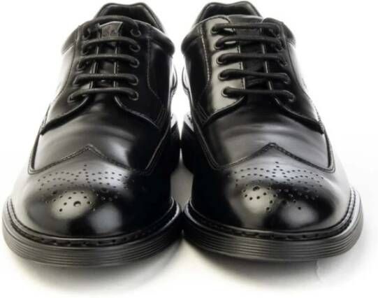 Hogan Leren herenschoenen met wingtip-design Black Heren